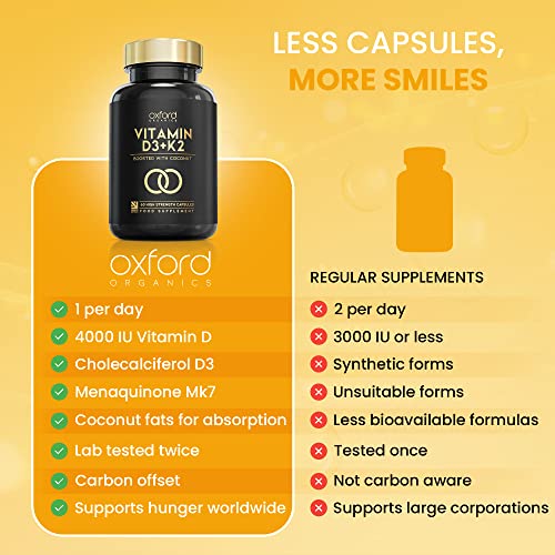 Vitamin D3 K2 Capsules with Coconut MCTs - 60 Count