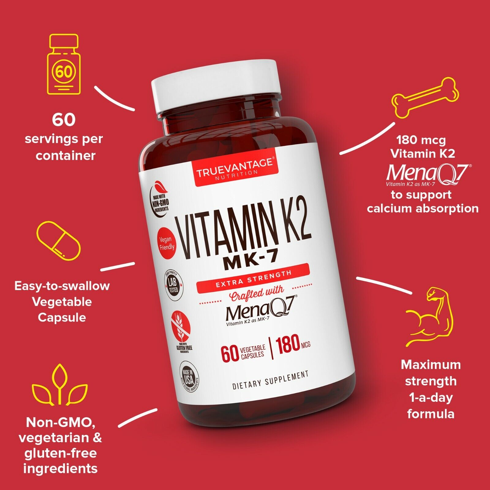 Vitamin K2 MK7 Supplement for Bone & Heart Health