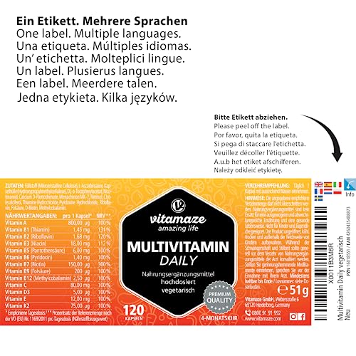 High-Dose Multivitamin Capsules, 13 Essential Vitamins