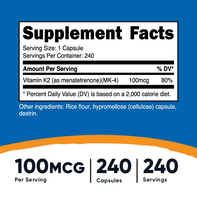 Nutricost Vitamin K2 MK4 100mcg, 240 Capsules
