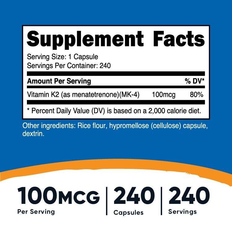 Nutricost Vitamin K2 MK4 100mcg, 240 Capsules