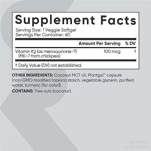 Sports Research Vitamin K2 MK7 with Coconut Oil
