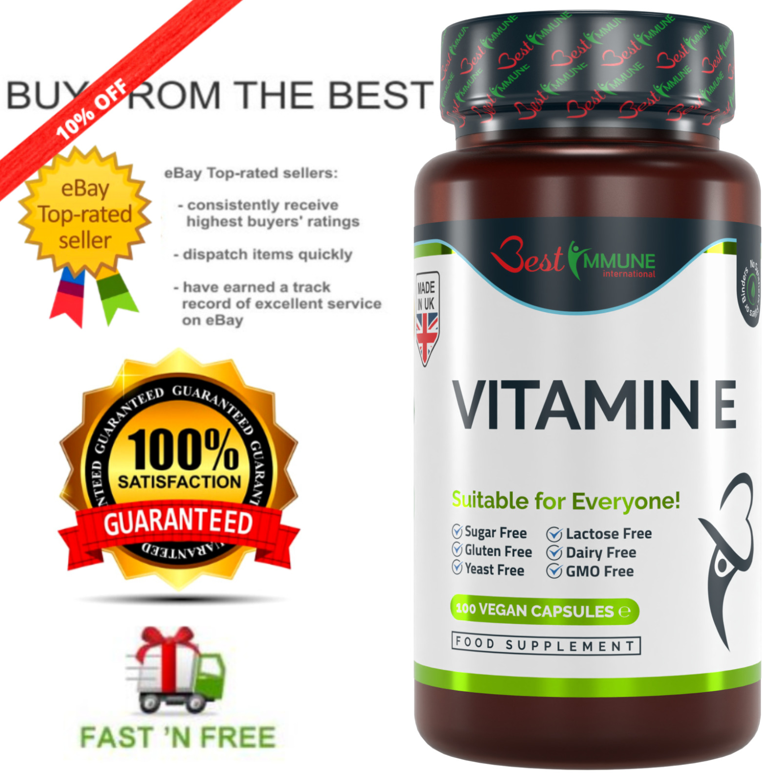 Natural Vitamin E 500iu Vegan Powder Capsules