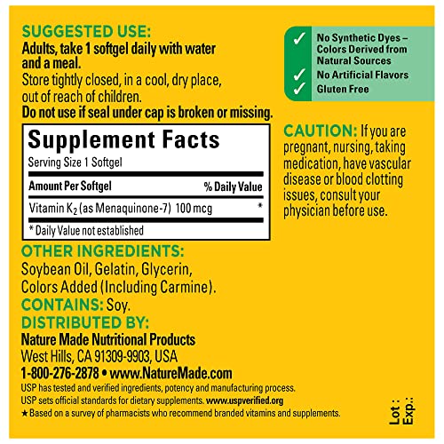 Nature Made Vitamin K2 Softgels for Bones