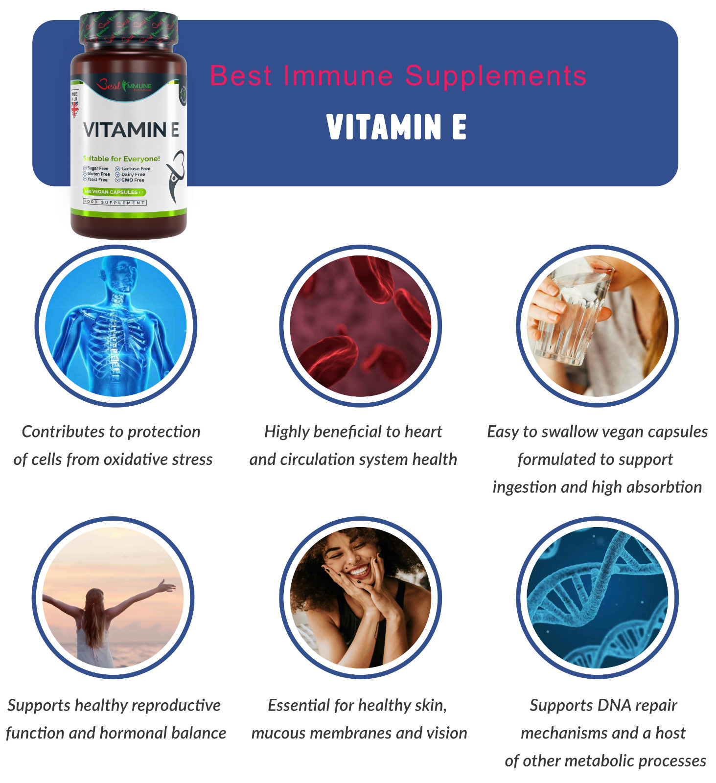 Natural Vitamin E 500iu Vegan Powder Capsules