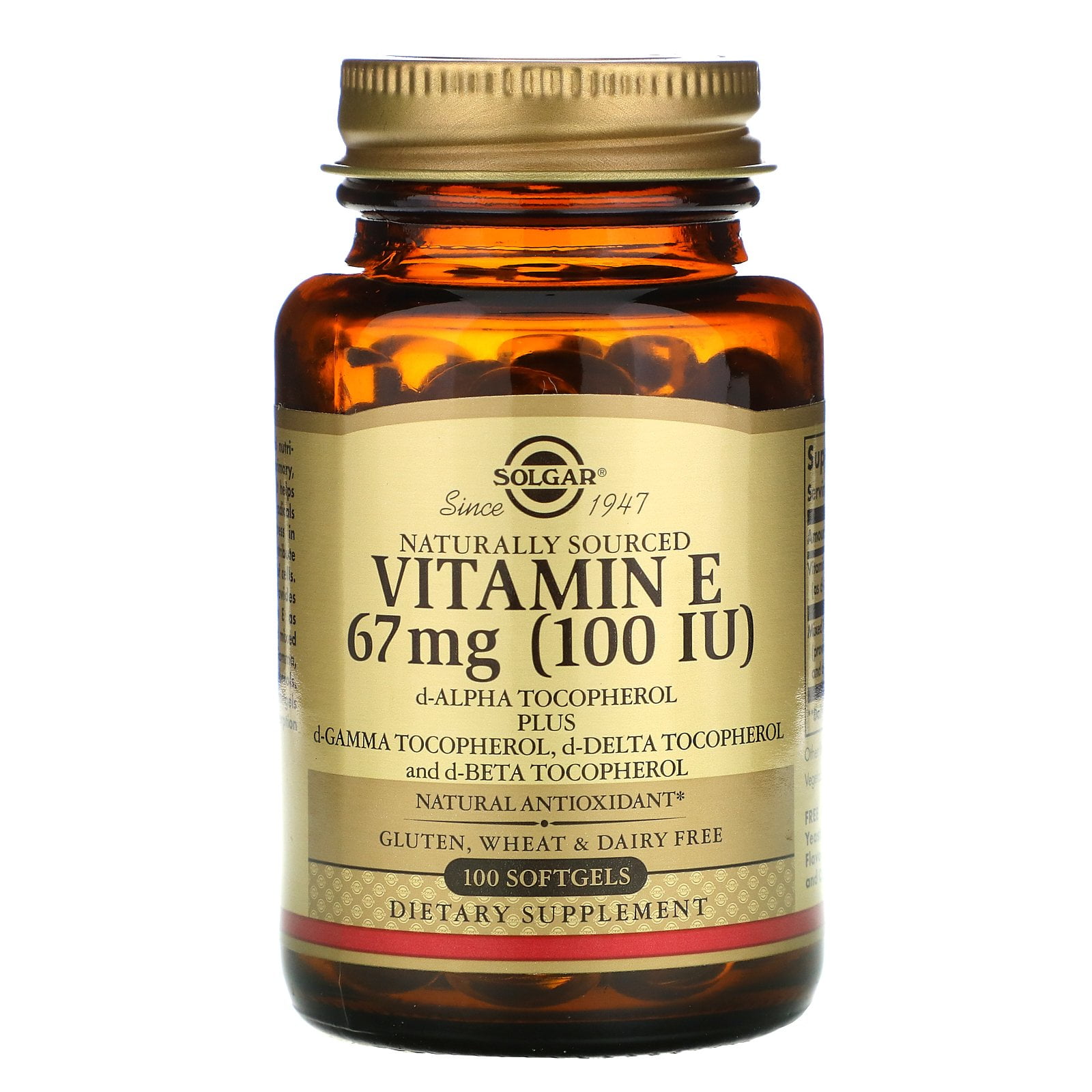 Solgar Vitamin E 67 mg - 200 Softgels Total