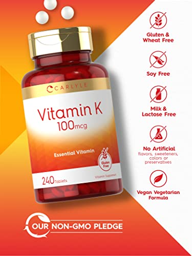 Carlyle Vegetarian Vitamin K 100 mcg, 240 Tablets