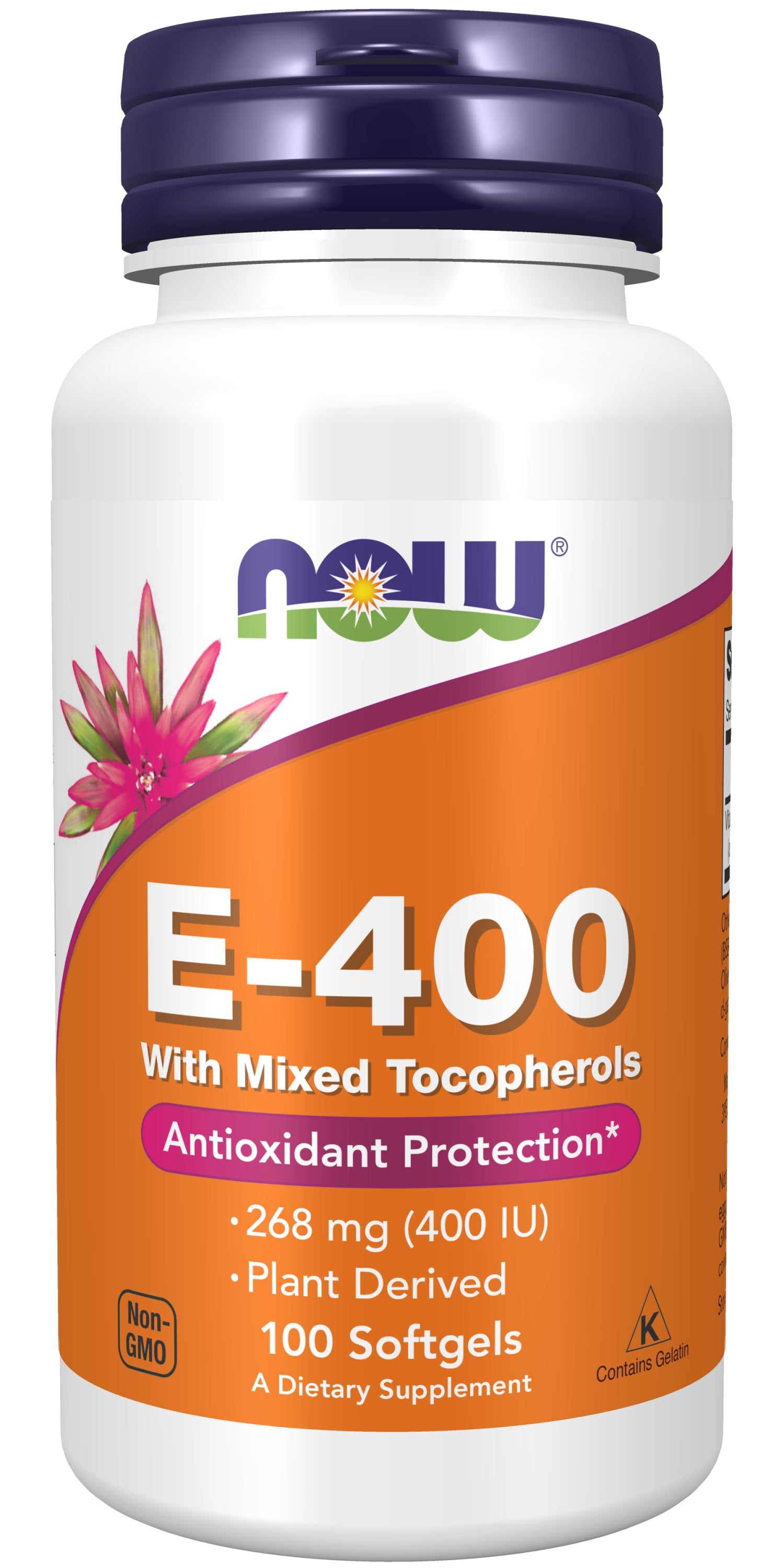 NOW Vitamin E-400 IU, Antioxidant Protection, 100 Softgels