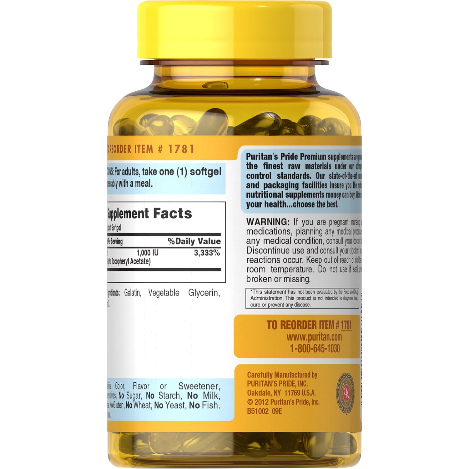 Vitamin E 1000 IU Mixed Tocopherols Softgels