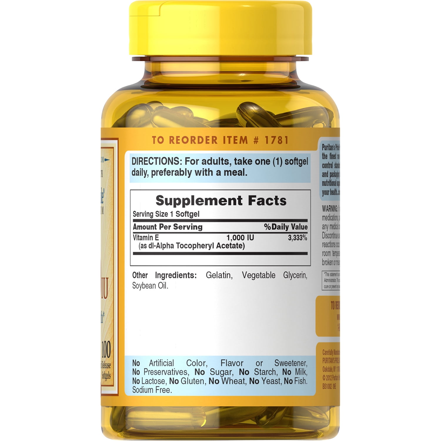 Vitamin E 1000 IU Mixed Tocopherols Softgels