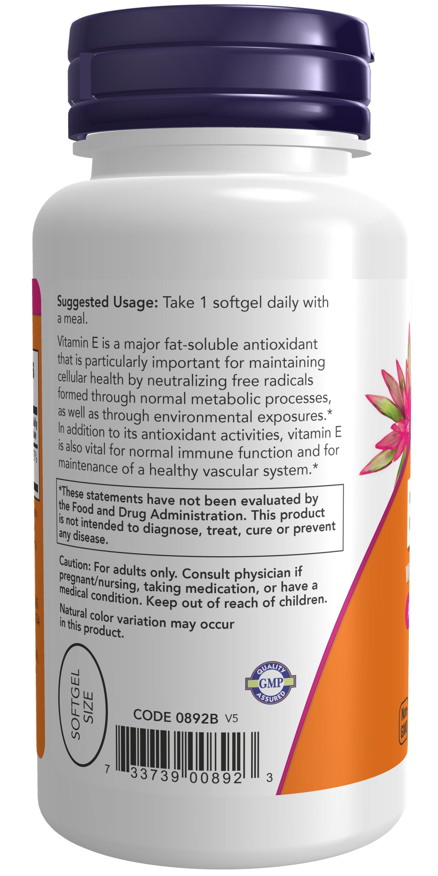 NOW Vitamin E-400 IU, Antioxidant Protection, 100 Softgels