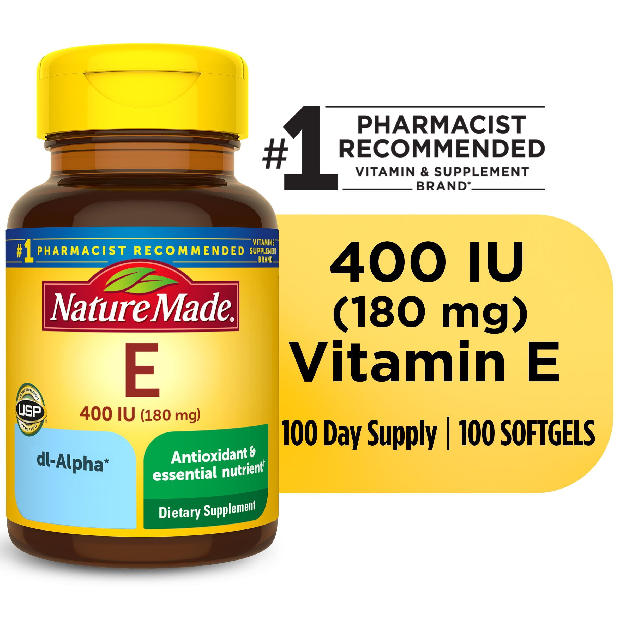 Nature Made Vitamin E 180 mg Softgels, 100 Count