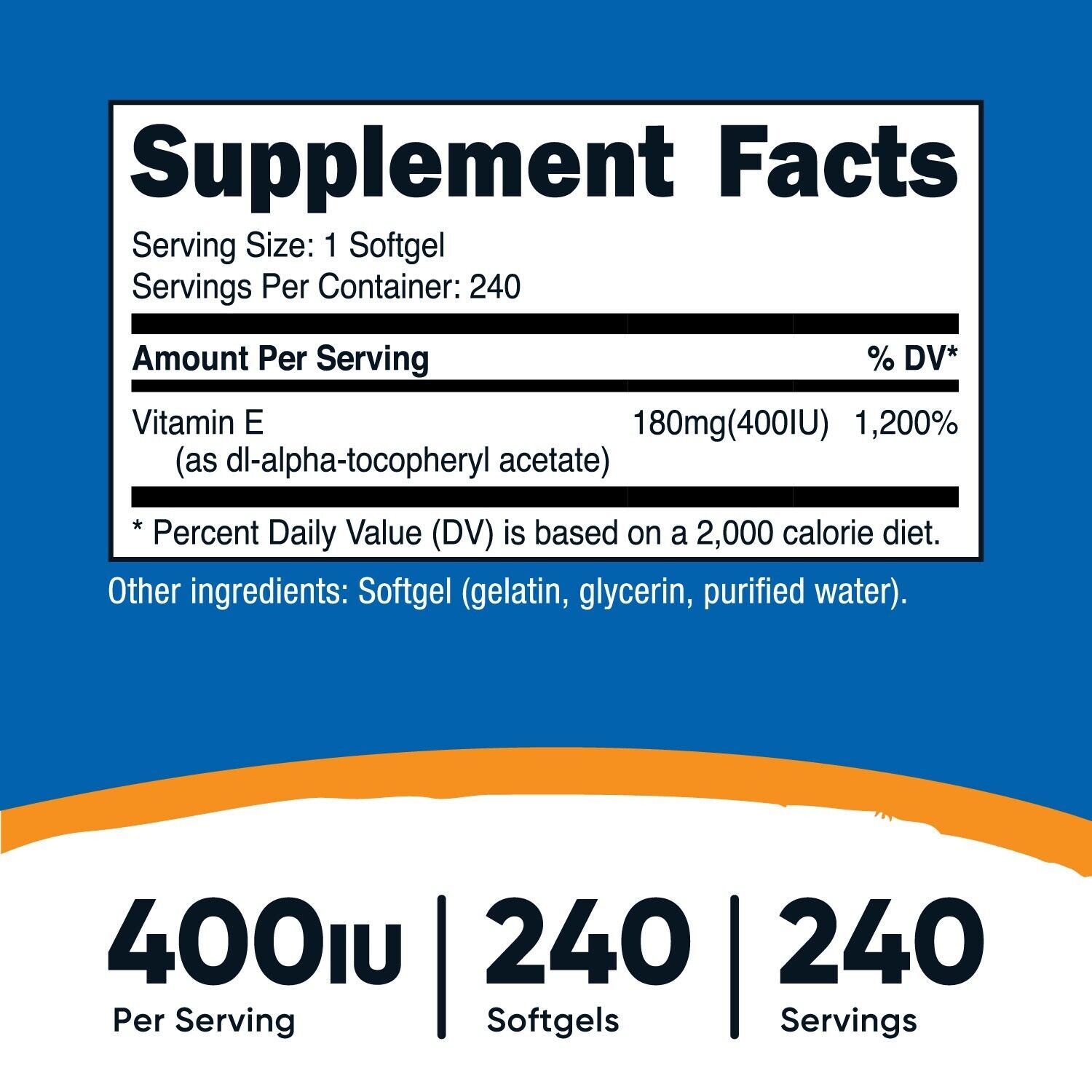 Nutricost Vitamin E 400 IU - 240 Capsules