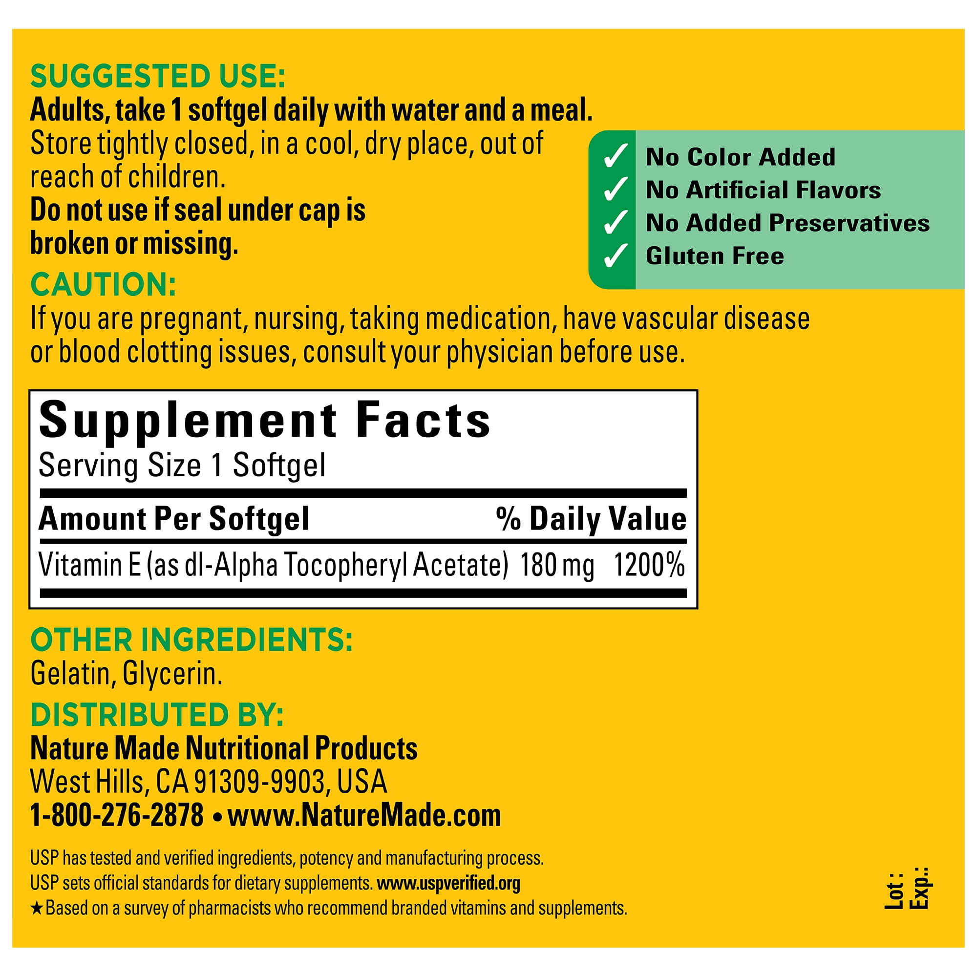 Nature Made Vitamin E 400 IU, 300 Softgels