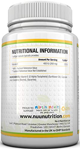 Vitamin E 400IU Softgels for Hair, Skin, Nails