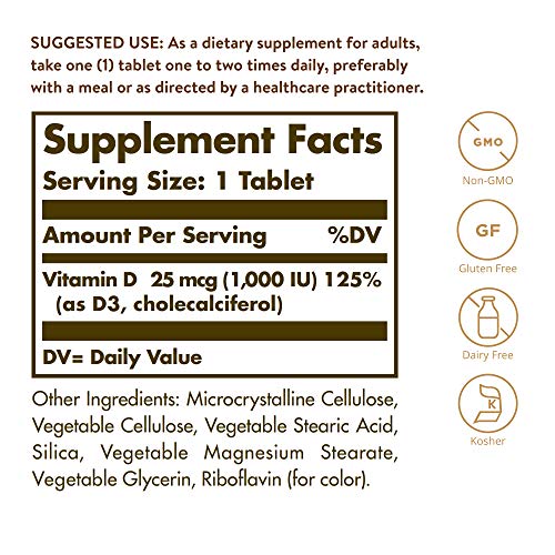Solgar Vitamin D3 1000 IU - 180 Tablets