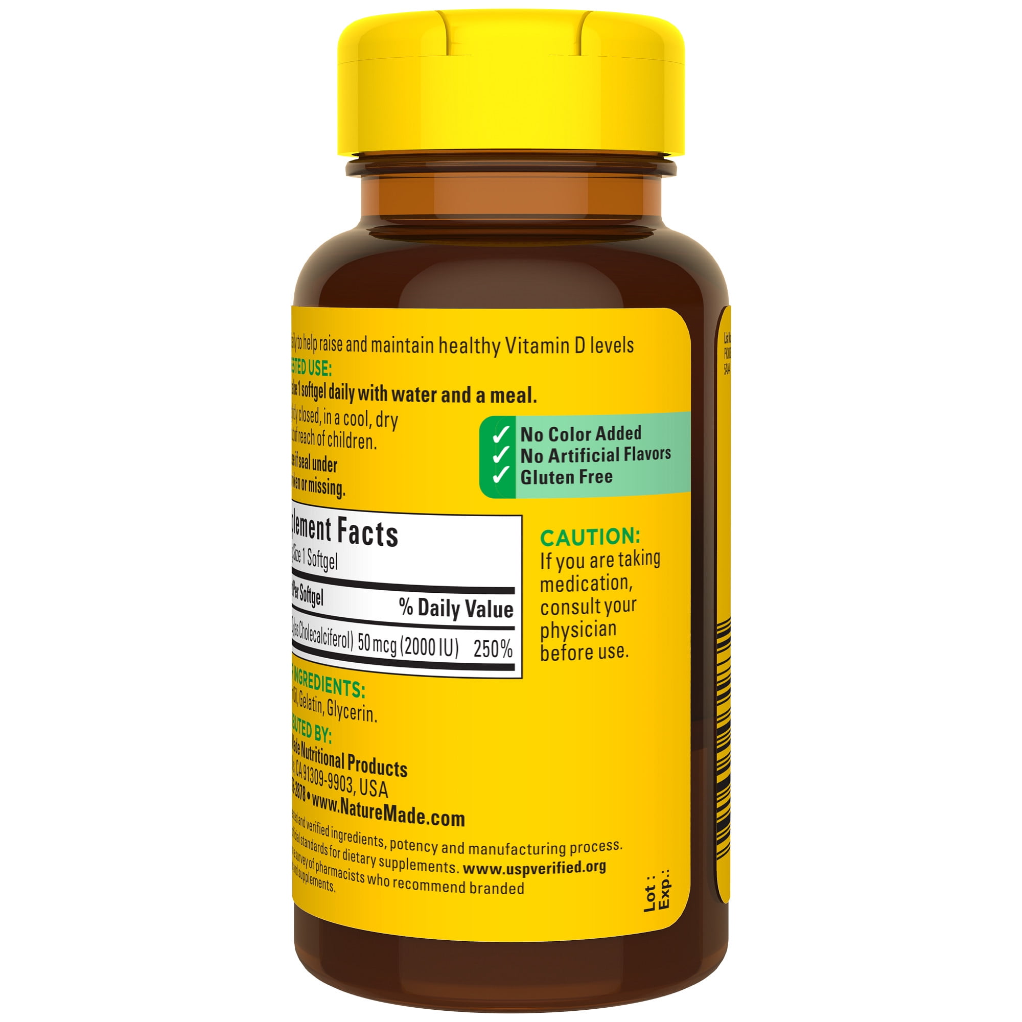 Nature Made Vitamin D3 2000 IU Softgels, 100 Count
