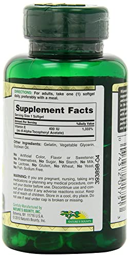 Nature's Bounty E 180mg Pure dI-Alpha Softgels
