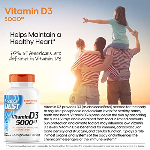 Doctor's Best Vitamin D3 5000IU, 180 Count