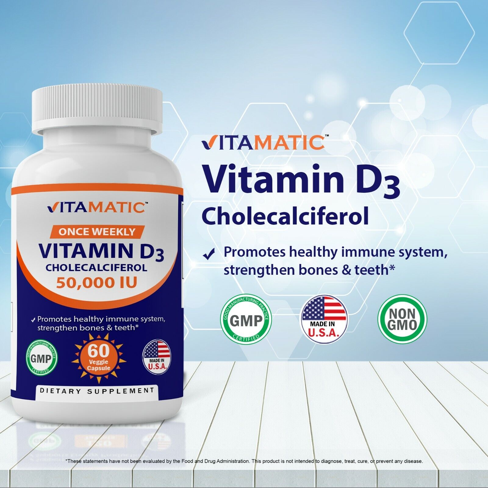 Vitamatic Vitamin D3 50,000 IU - 60 Capsules