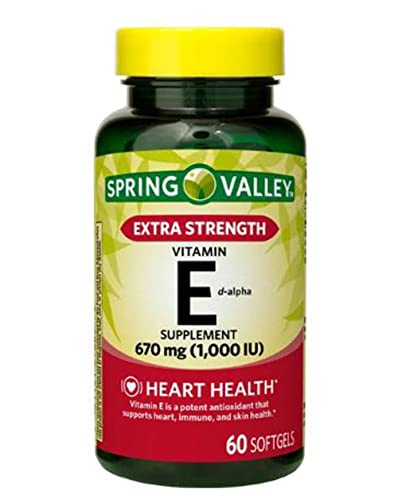 Spring Valley Extra Strength Vitamin E Softgels, 60 Count