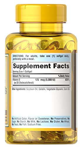 Puritan's Pride Vitamin D3 5000 IU Softgels