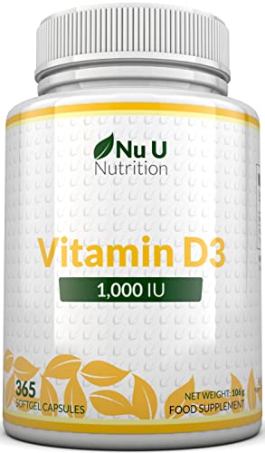 Vitamin D3 Softgels – Year Supply, Easy to Swallow