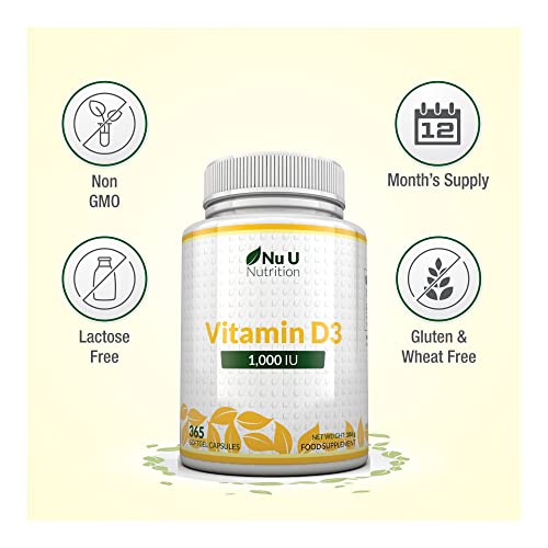 Vitamin D3 Softgels – Year Supply, Easy to Swallow