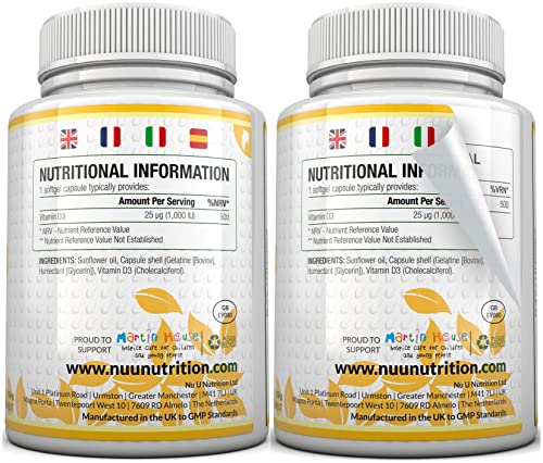 Vitamin D3 Softgels – Year Supply, Easy to Swallow