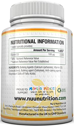 High Strength Vitamin D3 4000 IU, 400 Tablets