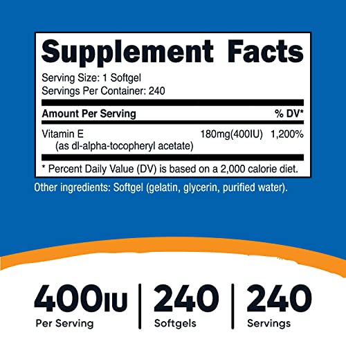 Nutricost Vitamin E 400 IU Softgel Capsules