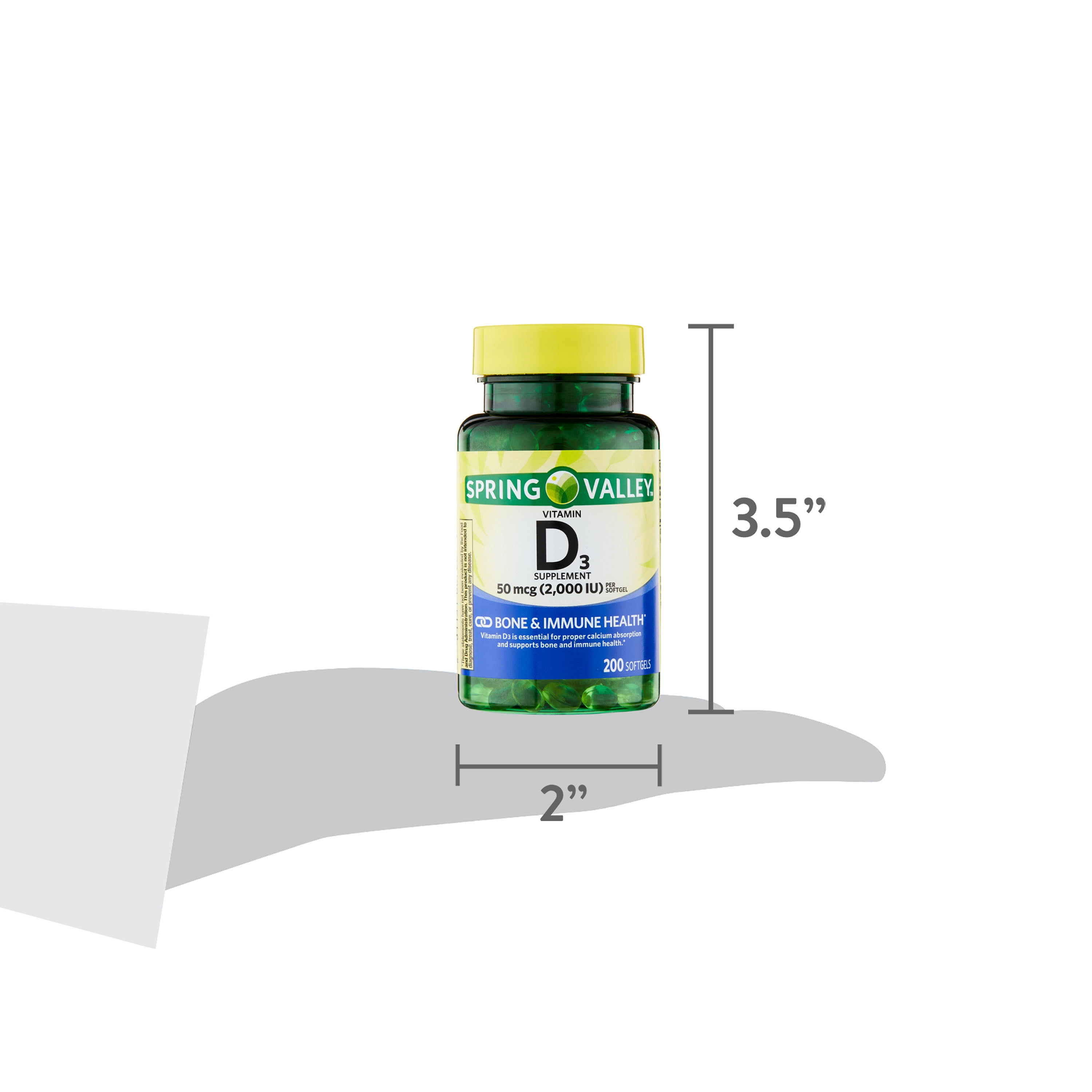 Spring Valley Vitamin D3 Softgels, 2000 IU, 200 Count