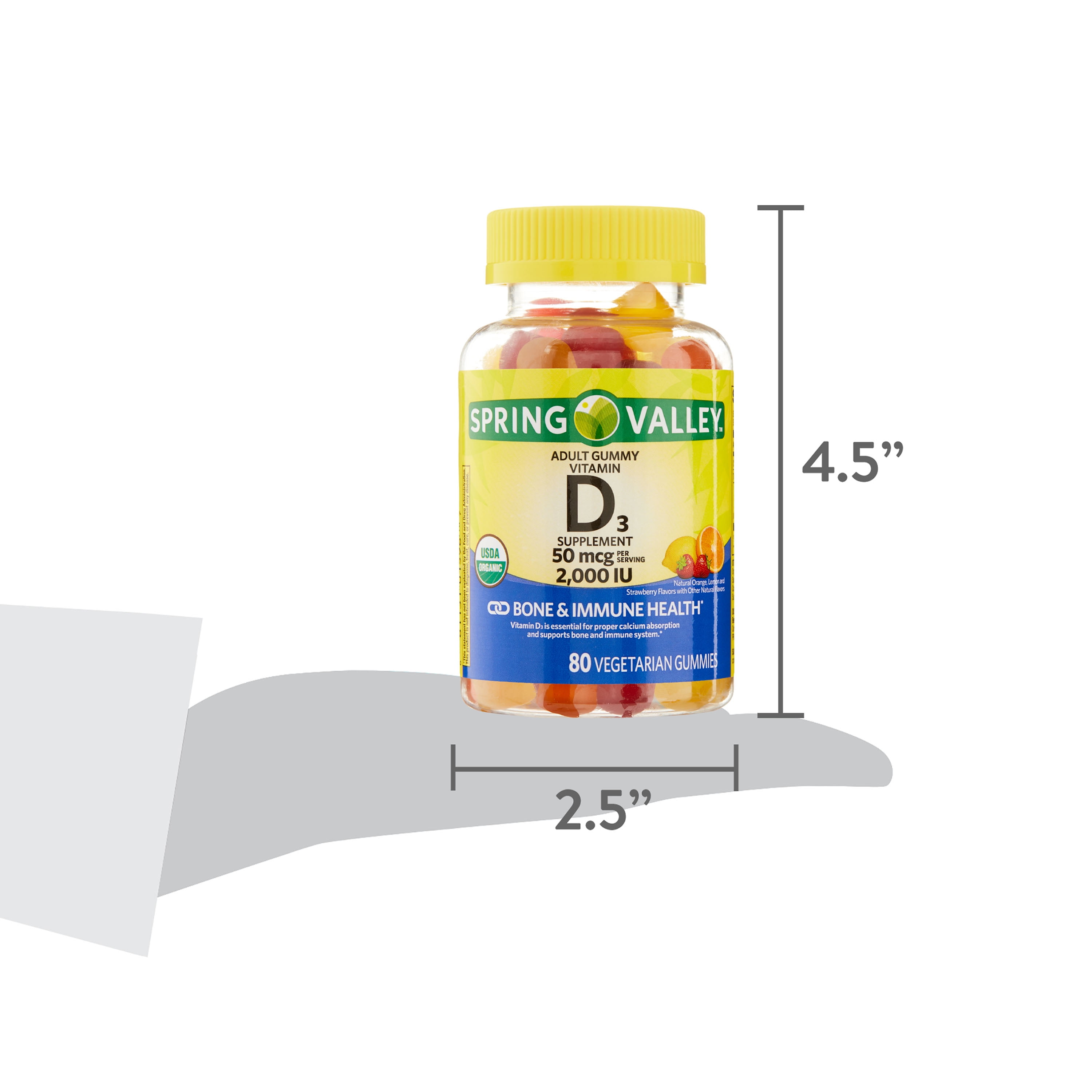 Spring Valley Vitamin D3 Gummies, 2000 IU, 80 Count