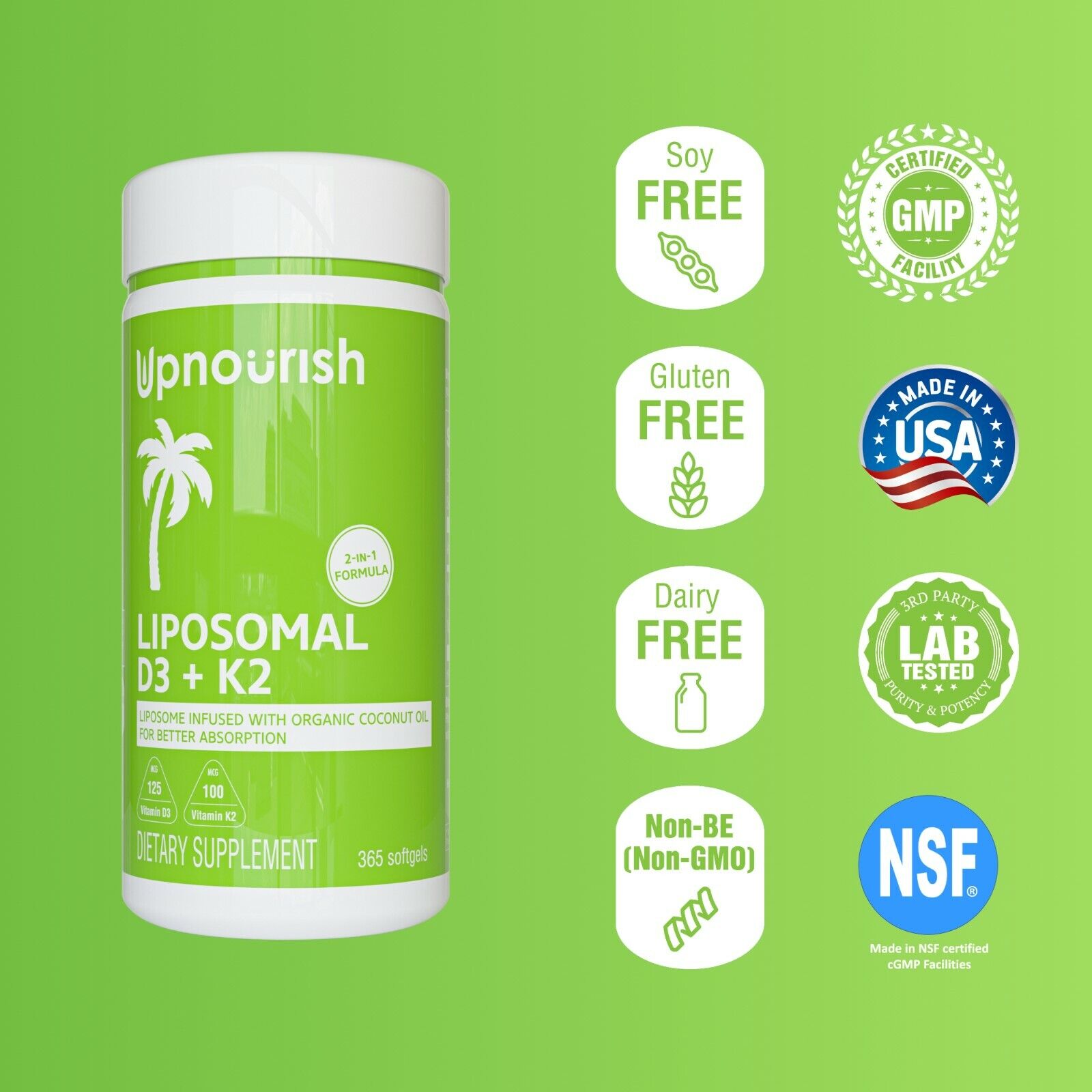 Liposomal Vitamin D3 5000 IU with K2 MK7