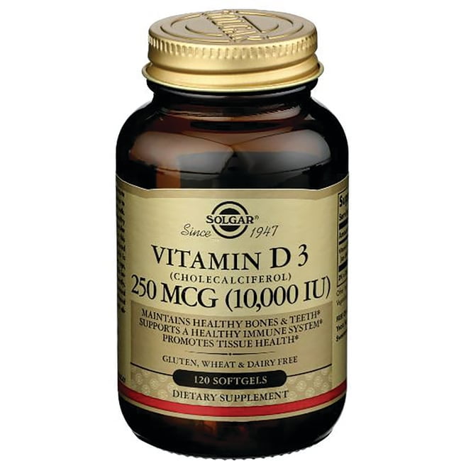 Solgar Vitamin D3 10,000 IU Softgels, 120 Count