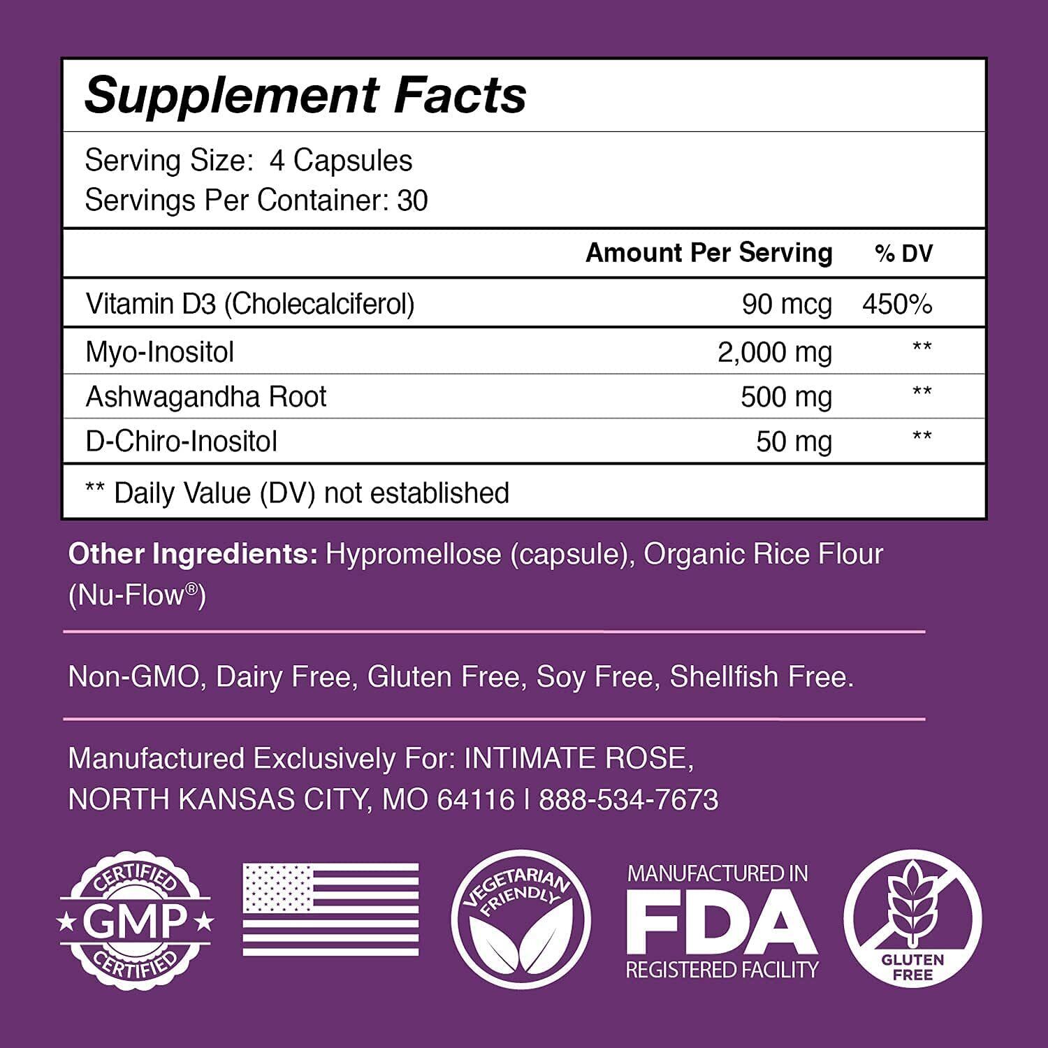 Myo-Inositol & Ashwagandha for PCOS - 120 Capsules