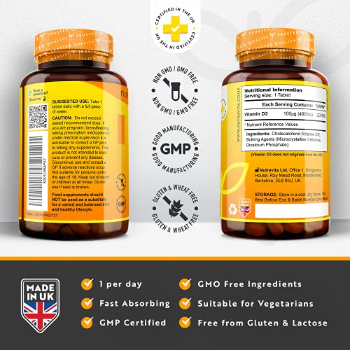 High Strength Vitamin D3 4000 IU - 500 Tablets