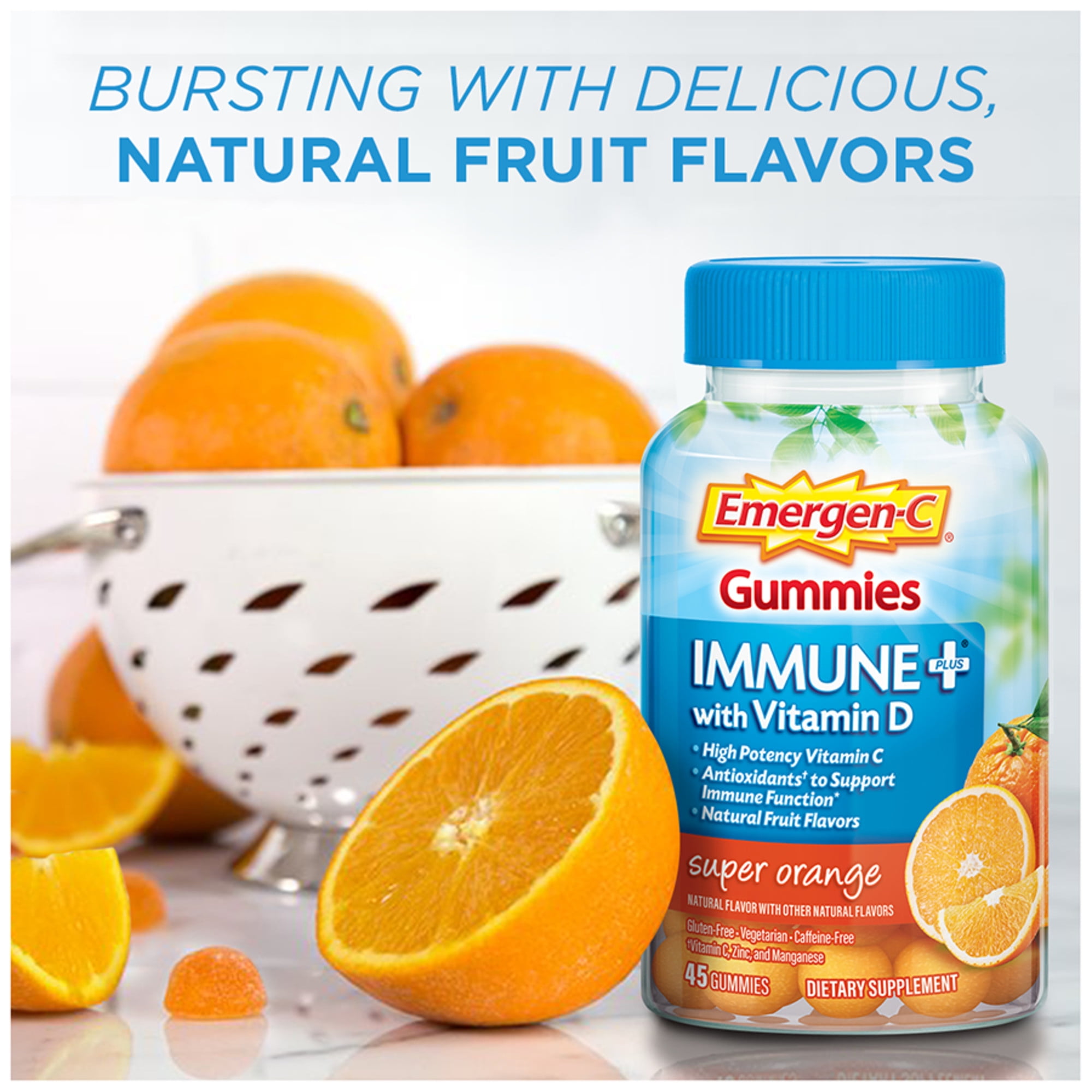 Emergen-C Immune+ Gummies, Vitamin D & C, 45 Count