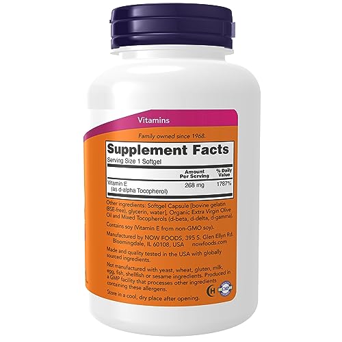 NOW Vitamin E-400 IU Softgels, 250 Count