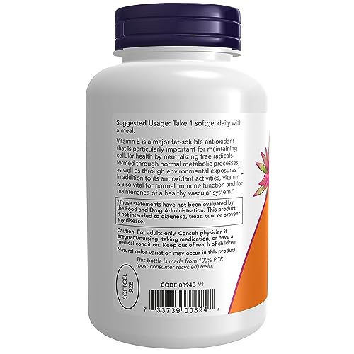 NOW Vitamin E-400 IU Softgels, 250 Count