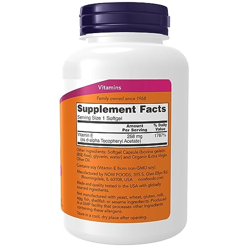 NOW Vitamin E 400 IU Antioxidant Softgels 250 Count
