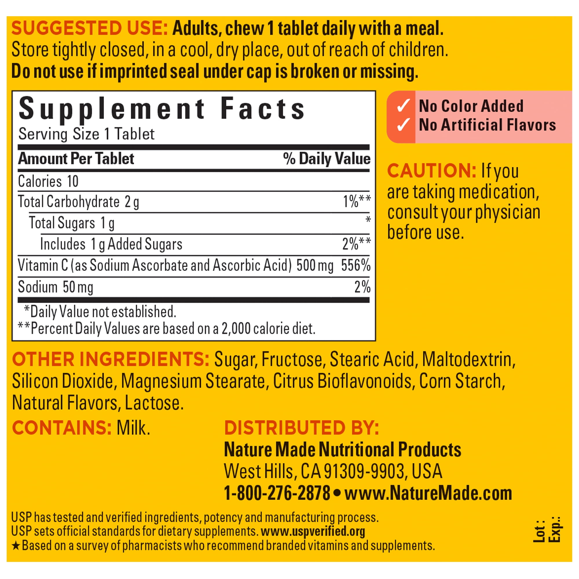 Nature Made Chewable Vitamin C 500 mg, 70 Tablets