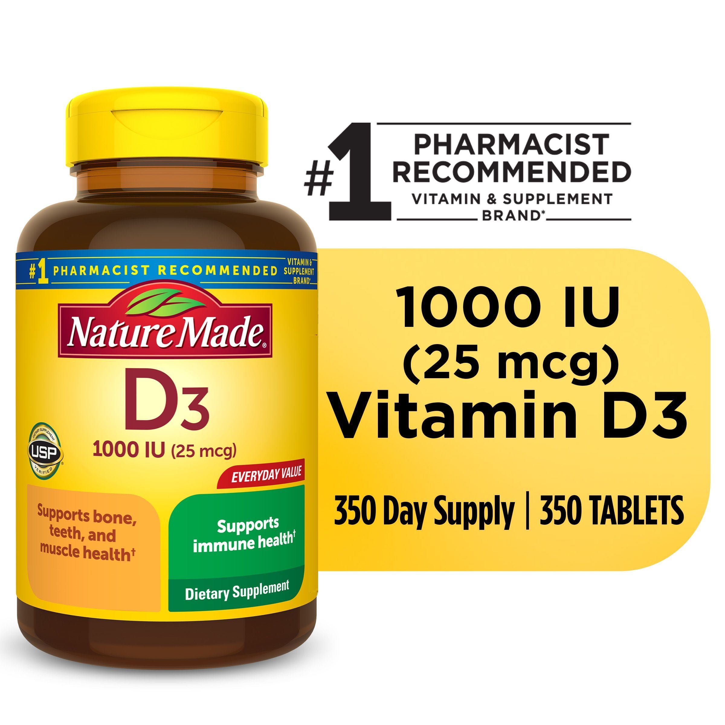 Nature Made Vitamin D3 Tablets for Bone Support