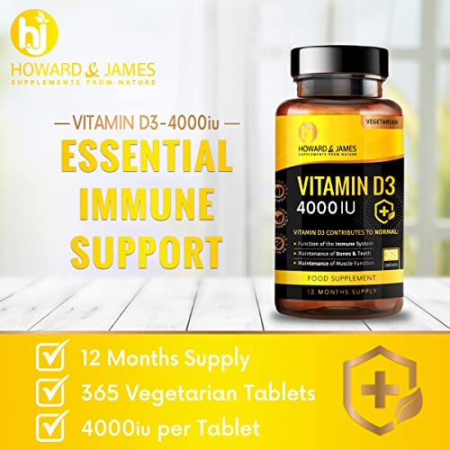 Vitamin D3 4000 IU Vegetarian Tablets - 365 Count