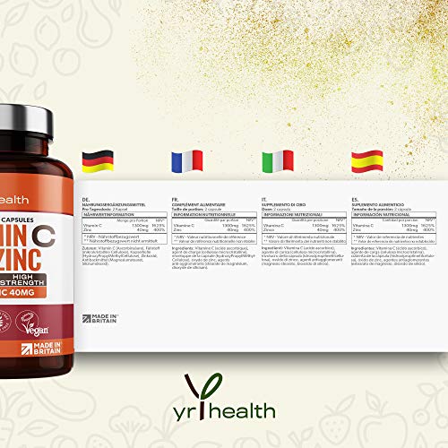 High Strength Vitamin C & Zinc - 120 Vegan Capsules