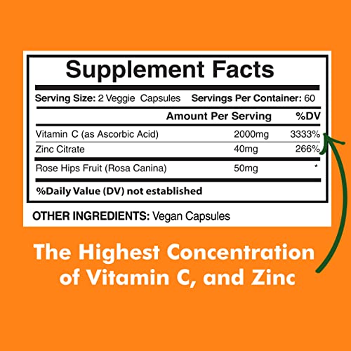 Vitamin C 2000mg with Zinc & Rose Hips