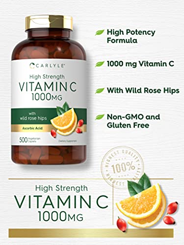 Carlyle Vitamin C 1000mg Vegetarian Caplets, 500 Count