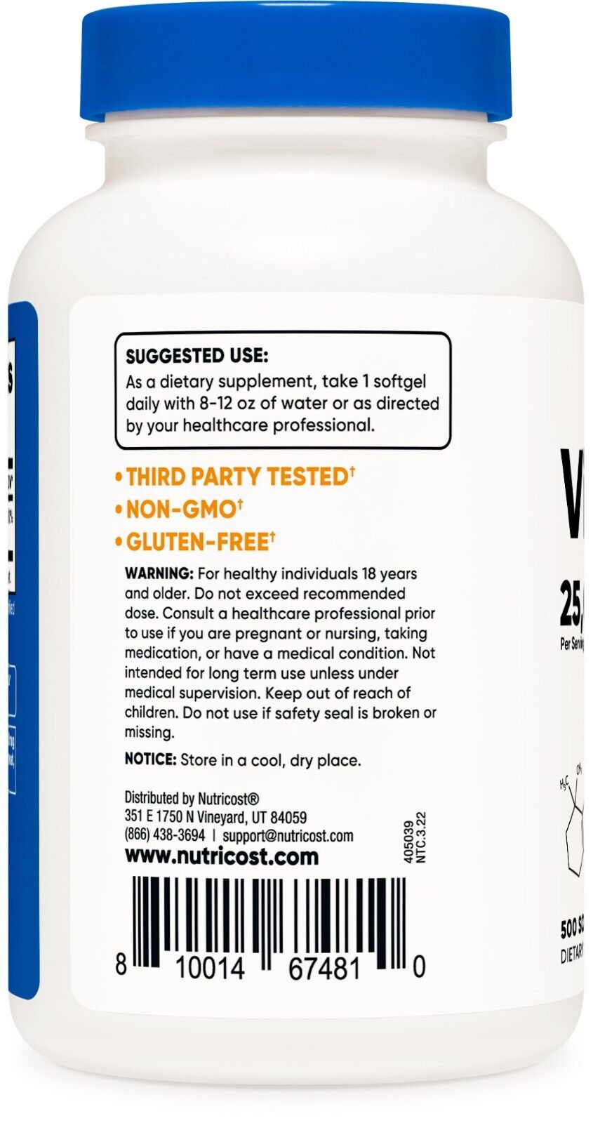 Nutricost Vitamin A 25000 IU Softgels, 500 Count