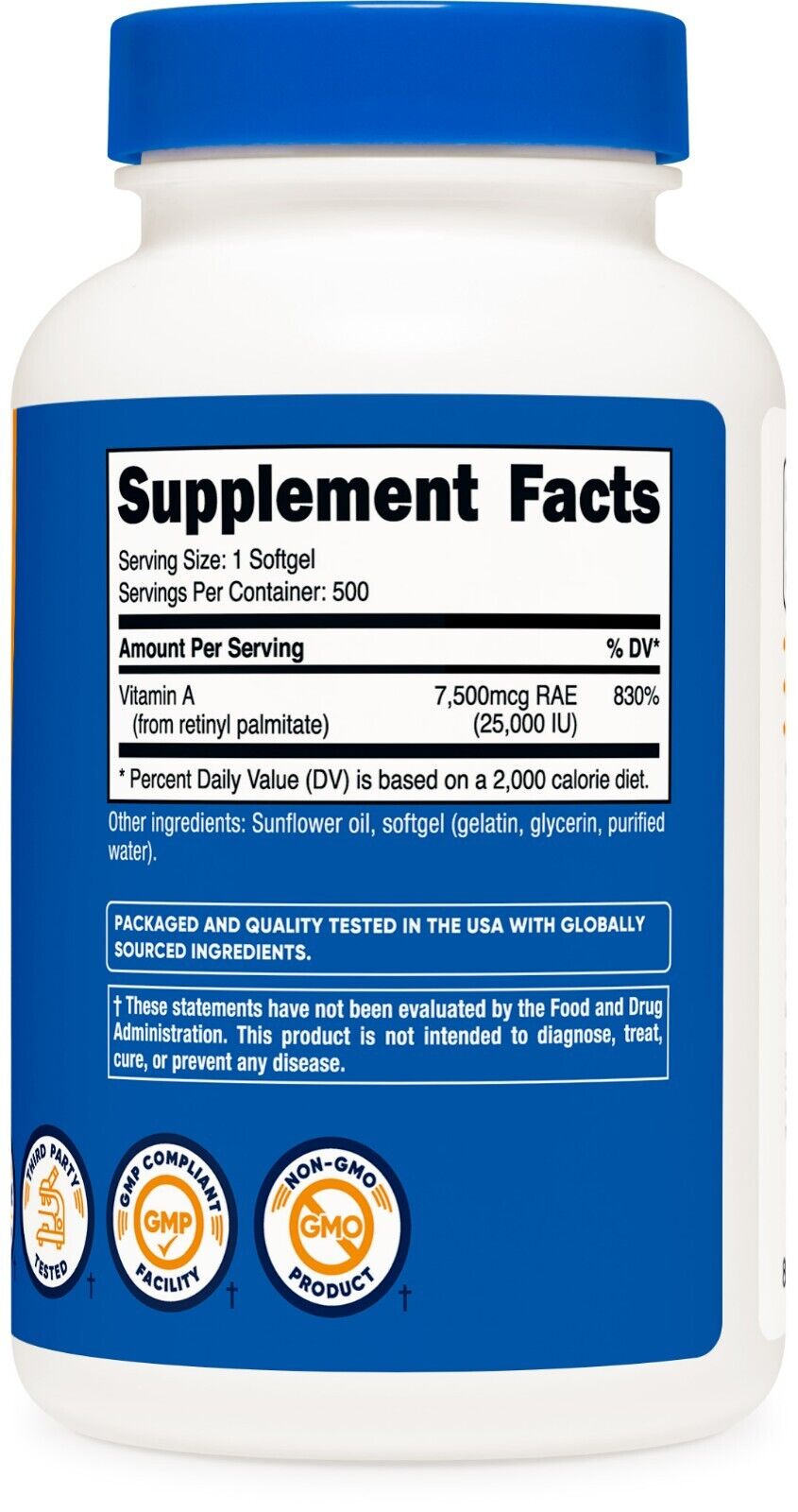 Nutricost Vitamin A 25000 IU Softgels, 500 Count