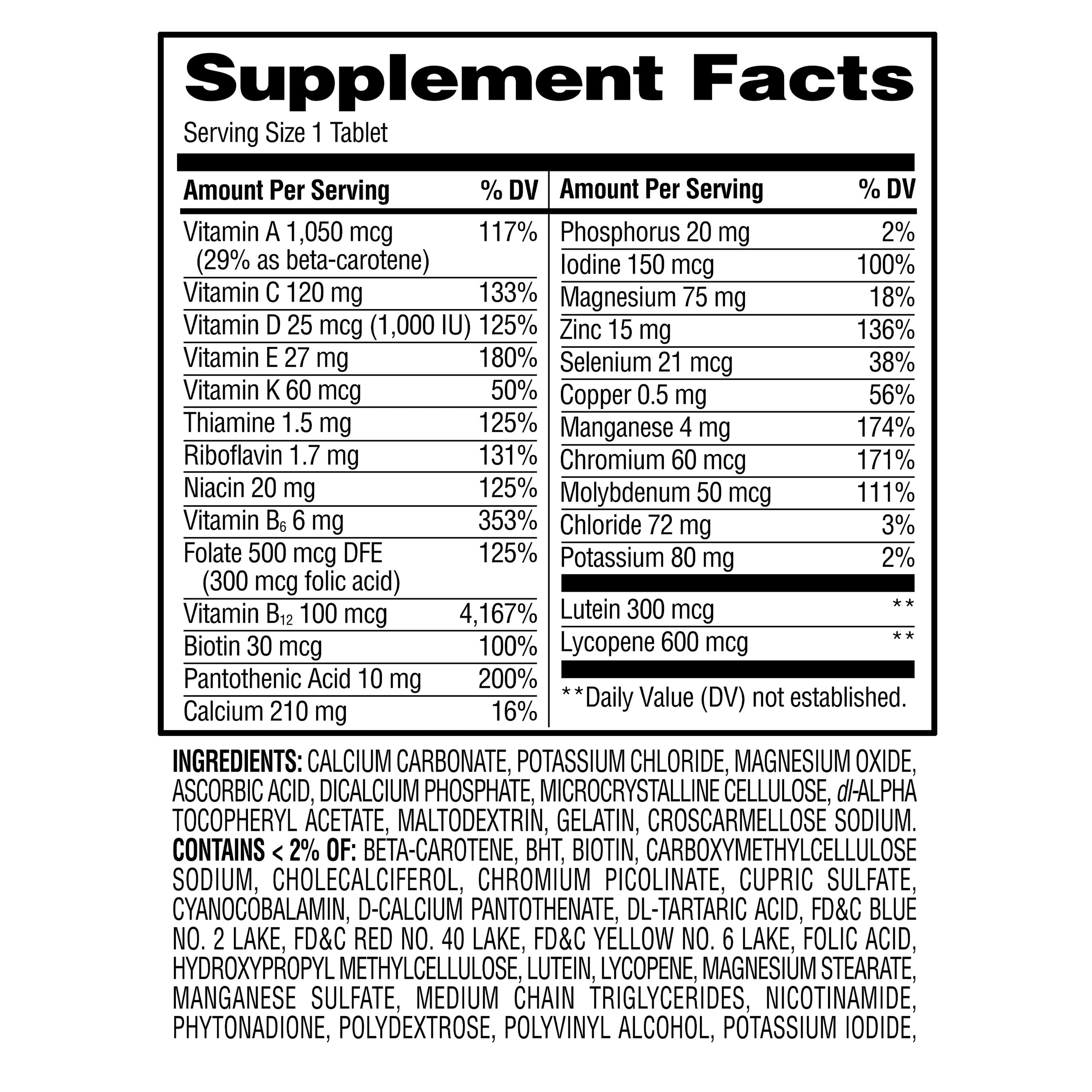 Equate Men's 50+ Complete Multivitamin Tablets, 100 Count